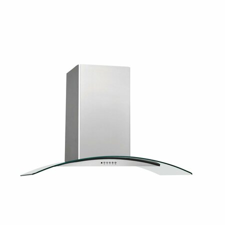 ALMO 36in. Contemporary Glass Canopy Wall-Mount Range Hood, 3 Speeds and 400 CFM Centrifugal Blower FHWC3660LS